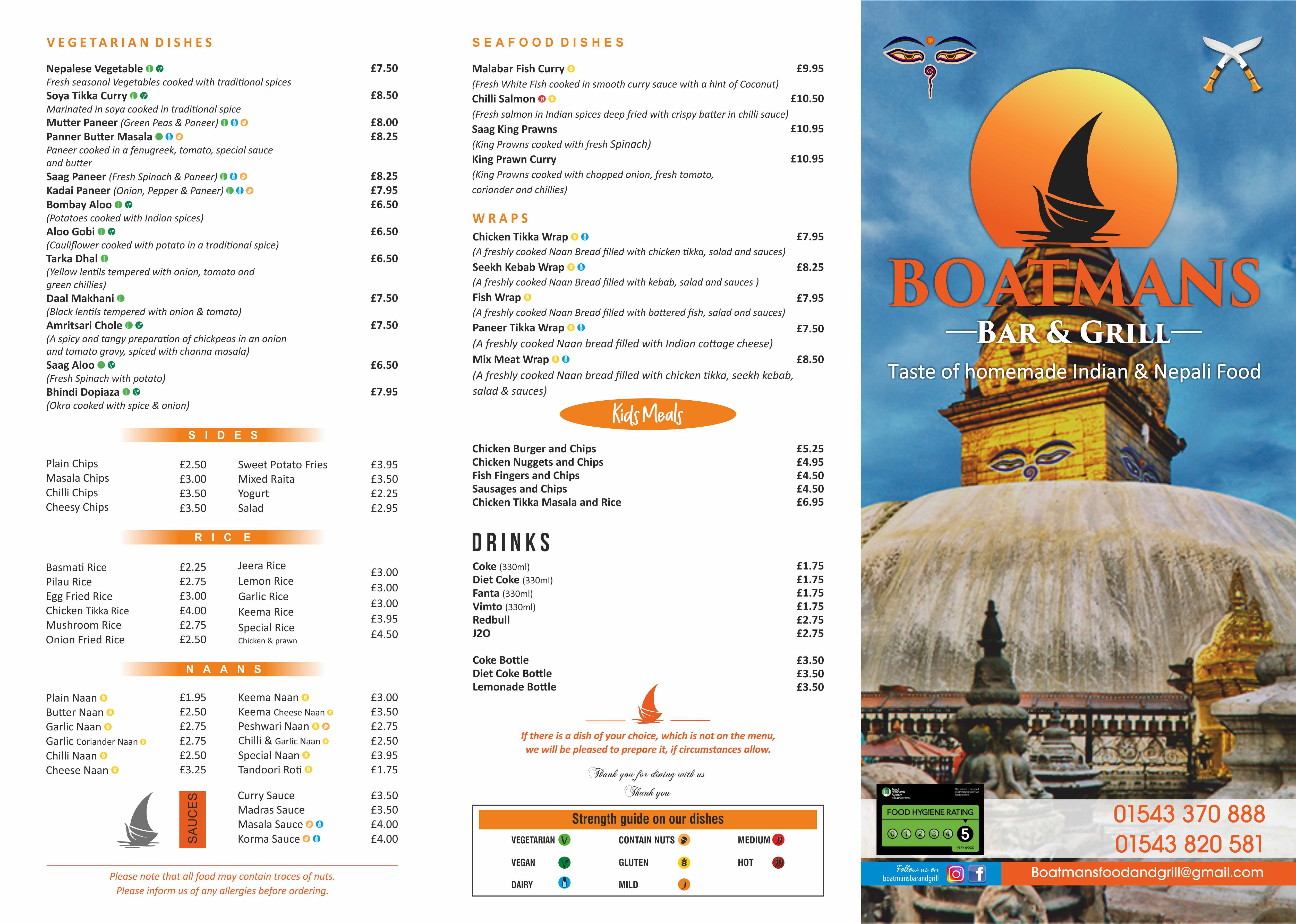 Boatmans Menu Page 2